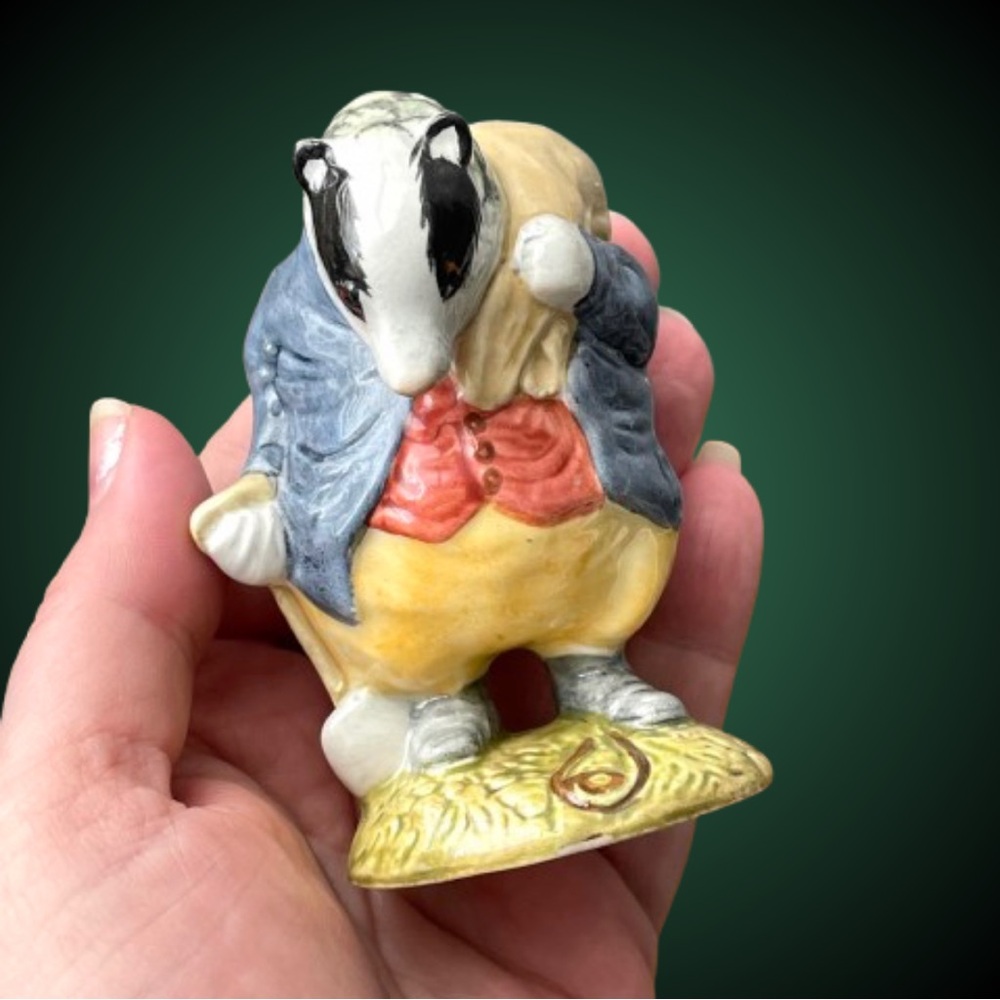 Vintage 1955 Beswick Tommy Brock badger figurine Beatrix Potter cottagecore